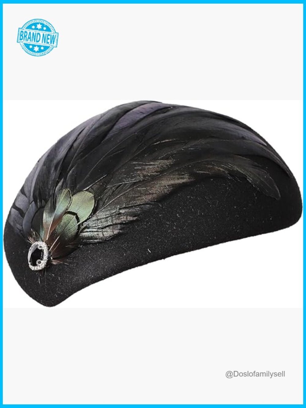 Vintage Wool Pillbox Hat with Feather Fascinator for Church Derby Tea Party